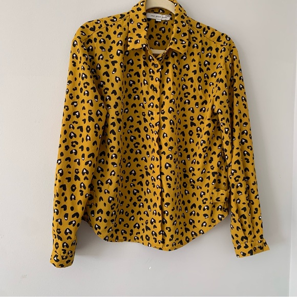 Yellow And Black Button down Blouse - Picture 3 of 15